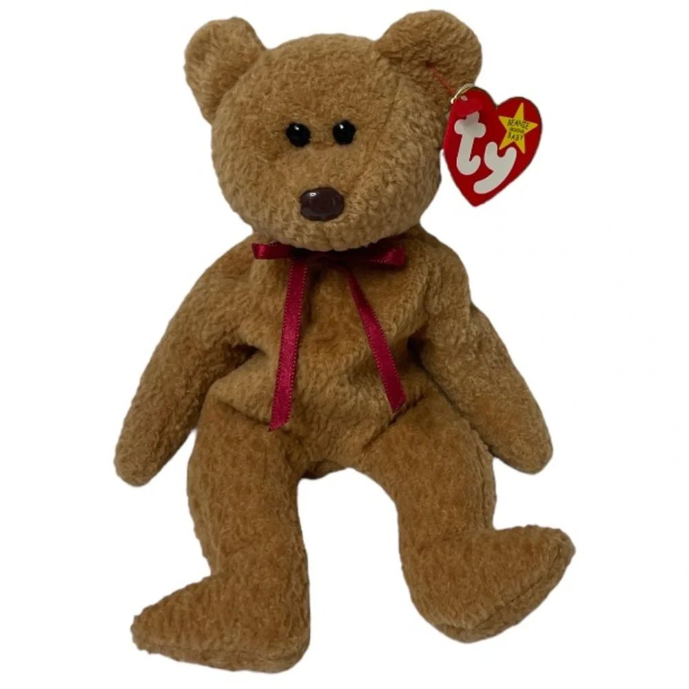 Rare Vintage Ty Bear  1996 “ Curly “ Brown Bear Ty Beanie Babies Bear Collection